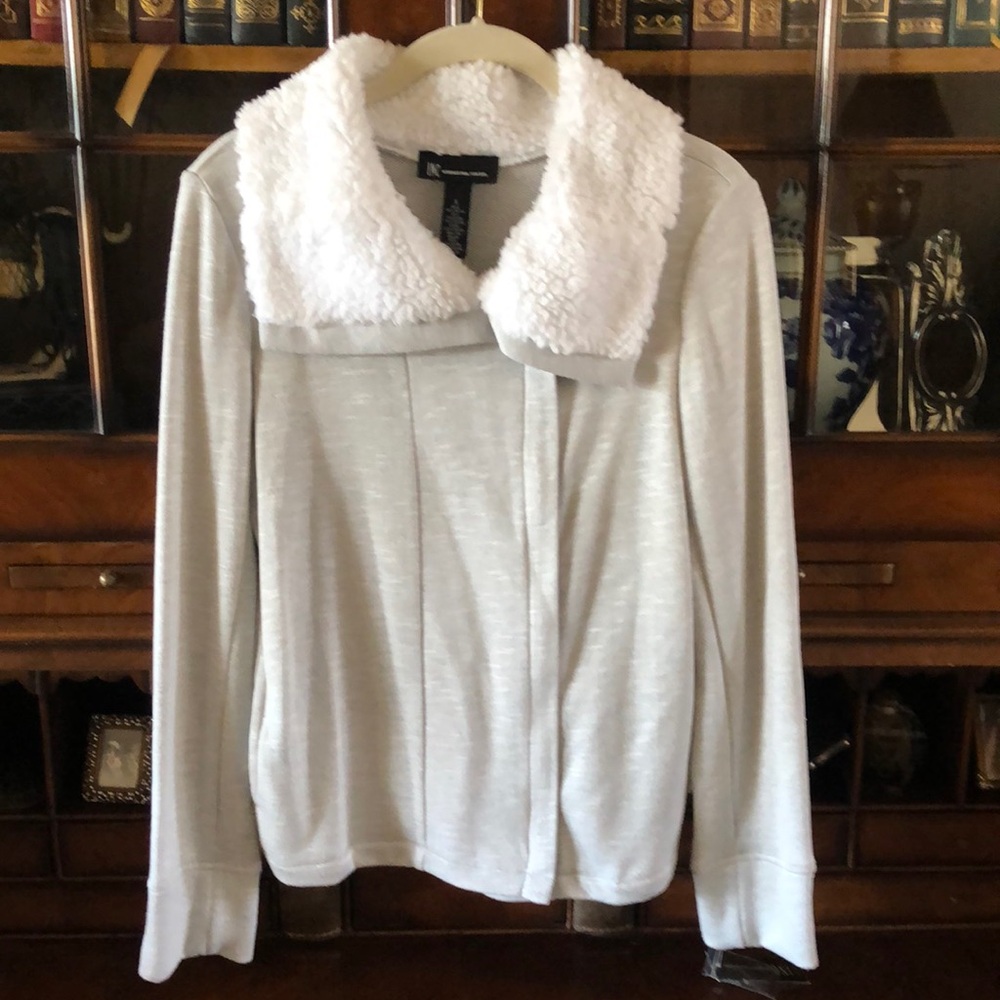 INC for Macy's Embellished French Terry Zipper and Faux Fur Top/Jacket NWT!